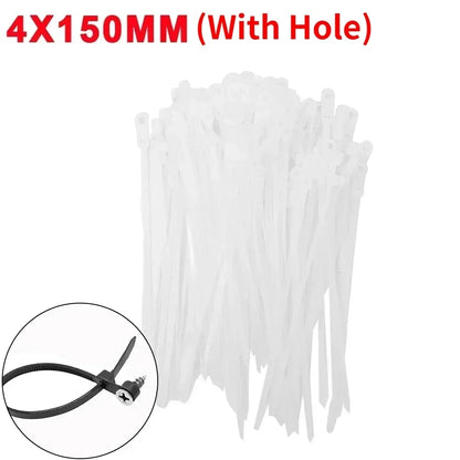 Self-Locking Nylon Cable Ties with Screw Hole Mount 100–200pcs