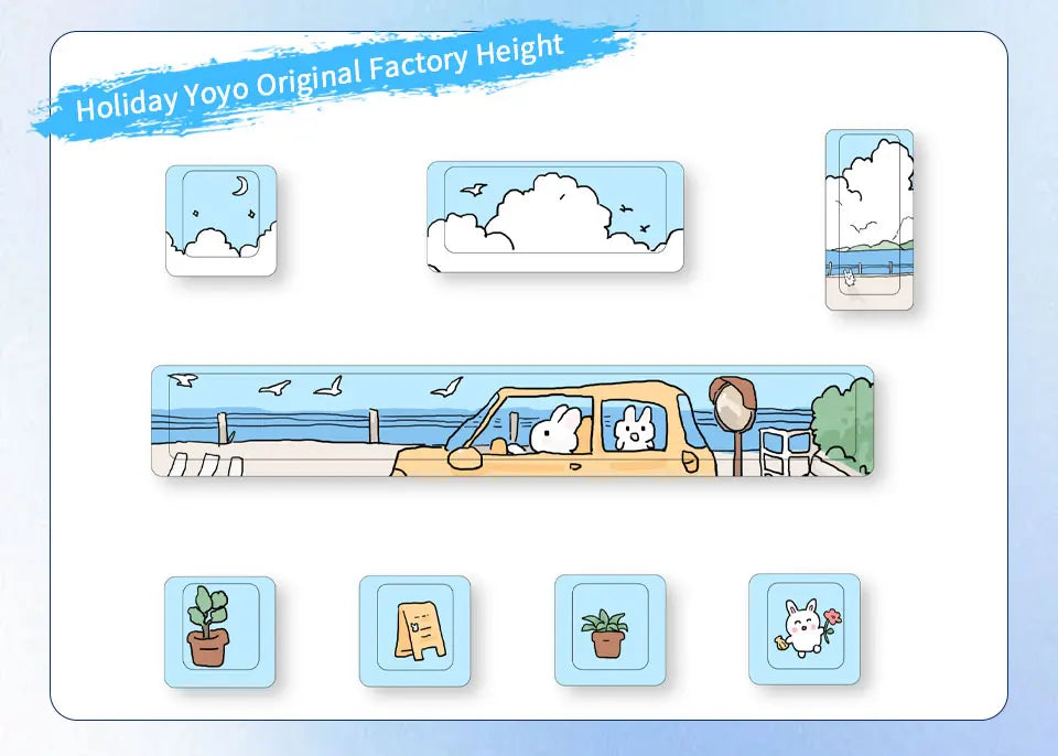 Cute Theme Keycaps 8-Piece Set – Cherry Profile, 5-Side Dye-Sub for Mechanical Keyboard