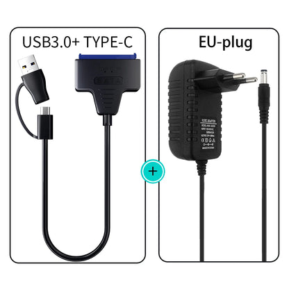 USB 3.0 to SATA Cable for 2.5"/3.5" HDD & SSD – with 12V/2A Power Adapter