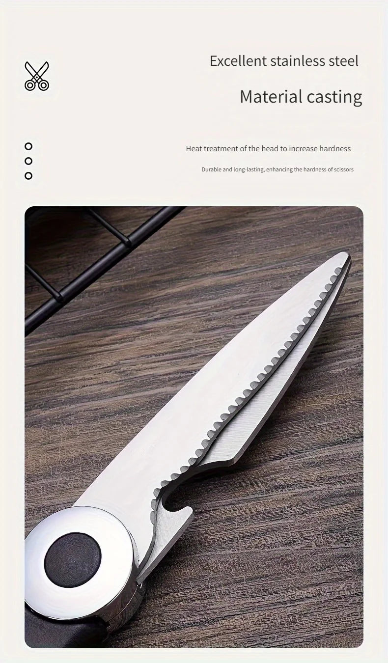 Multifunctional Kitchen Scissors | Stainless Steel Meat, Fish & Food Cutting Shears