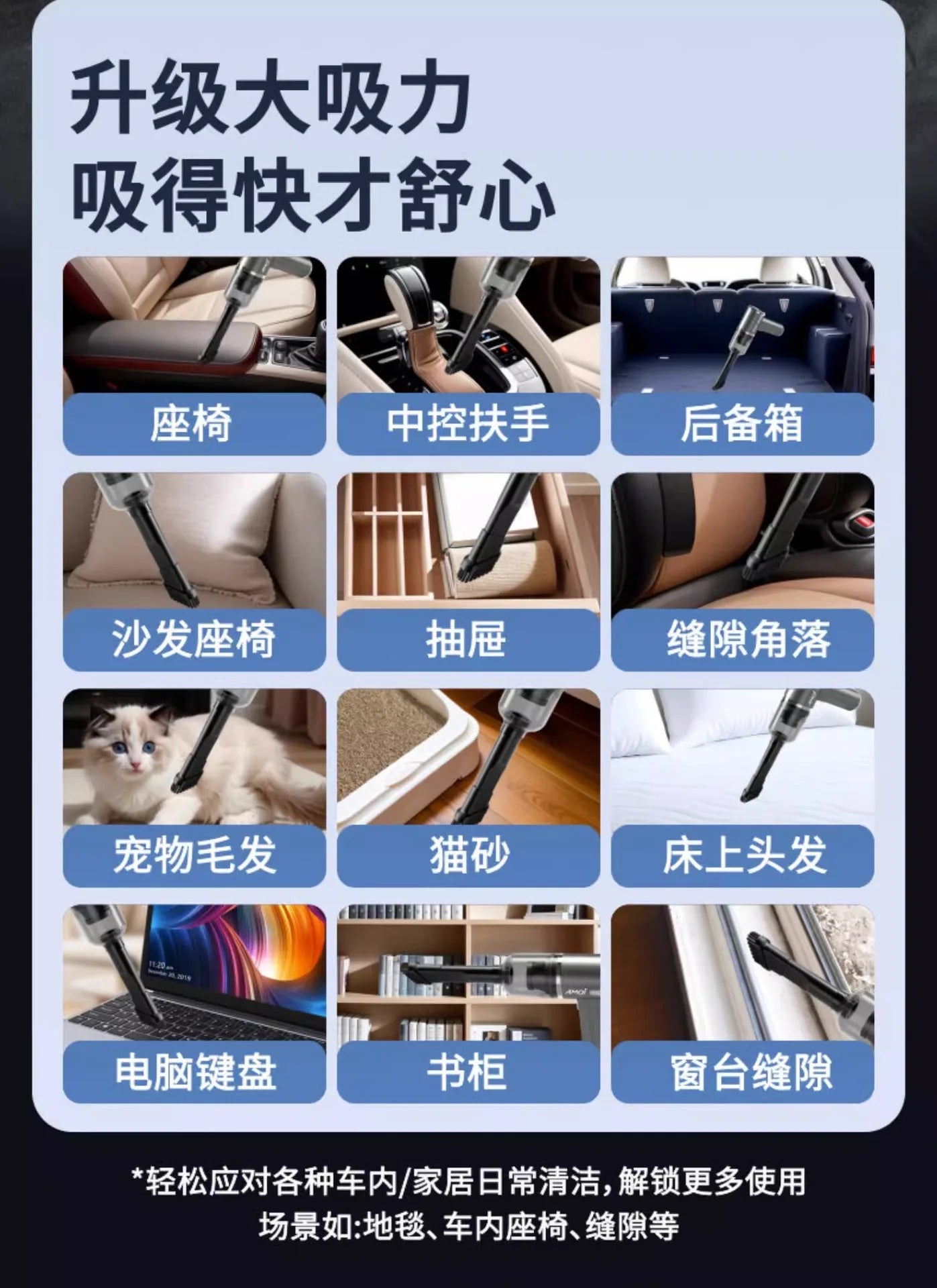 Mini wireless car vacuum cleaner by R.E.D. Shopping, portable handheld device with blow and vacuum functions for car cleaning.