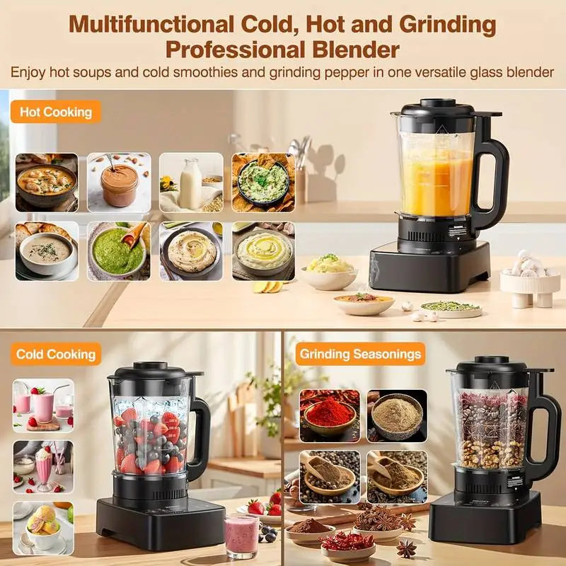 PRASKY 2400W Professional Heating Blender – 25,000 RPM, Auto-Clean, 55oz Glass Jar + To-Go Cup | Smoothies & Soups
