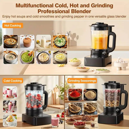 PRASKY 2400W Professional Heating Blender – 25,000 RPM, Auto-Clean, 55oz Glass Jar + To-Go Cup | Smoothies & Soups