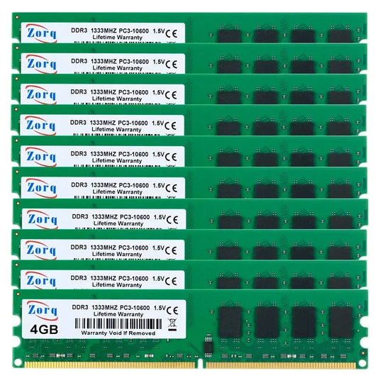 Set of 10 DDR3 RAM sticks from R.E.D. Shopping, 4GB and 8GB modules, 1333MHz and 1666MHz, desktop PC memory, 240-pin, non-ECC