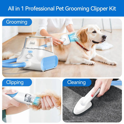 INSE P30 Dog Grooming Vacuum Kit – Ultra-Low Noise, 4.5L, Pet Clipper & Hair Cleaner