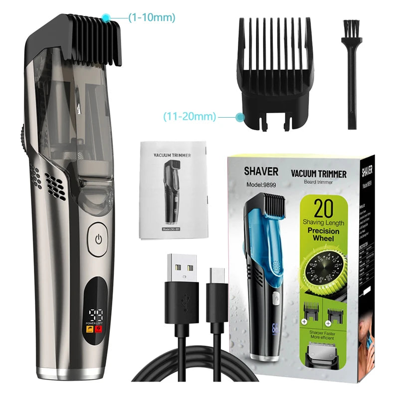Vacuum Body Trimmer for Men – Groin, Chest & Body Hair Shaver with Built-In Vacuum