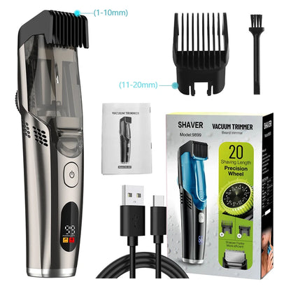Vacuum Body Trimmer for Men – Groin, Chest & Body Hair Shaver with Built-In Vacuum