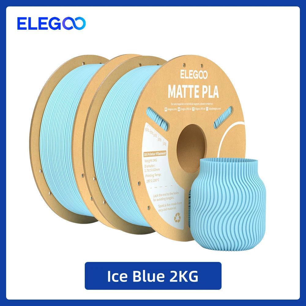 ELEGOO Matte PLA Filament 1.75mm 1KG – +/-0.02mm Accuracy, Cardboard Spool