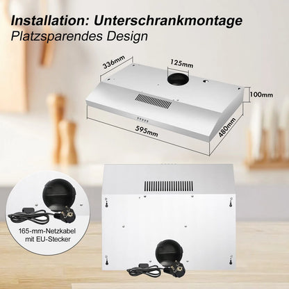 TopStrong 60cm Under-Cabinet Extractor Hood | LED | Recirculating | White or Black | EU