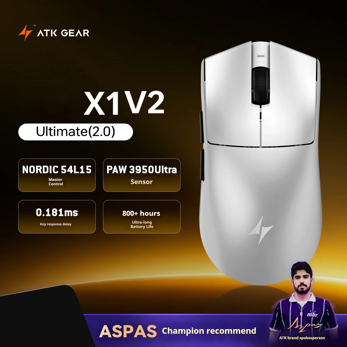 ATK X1 V2 Ultimate 2.0 Wireless Gaming Mouse – PAW3950 Sensor, 750 IPS, 54g Lightweight