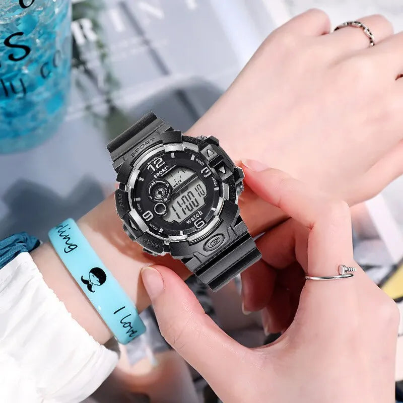 Men's Luminous Military LED Digital Watch - Waterproof, Silicone Strap, Calendar Display