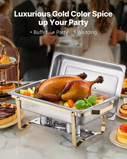 SucceBuy 8 Qt Chafing Dish Buffet Set 4-Pack | Stainless Steel Catering Warmer