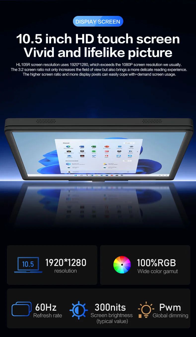CRELANDER 10.5" Yoga 2-in-1 Laptop – Intel N150, 16/32GB DDR4, up to 2TB SSD, 2K Touch, Windows 11