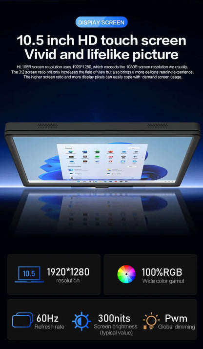 CRELANDER 10.5" Yoga 2-in-1 Laptop – Intel N150, 16/32GB DDR4, up to 2TB SSD, 2K Touch, Windows 11