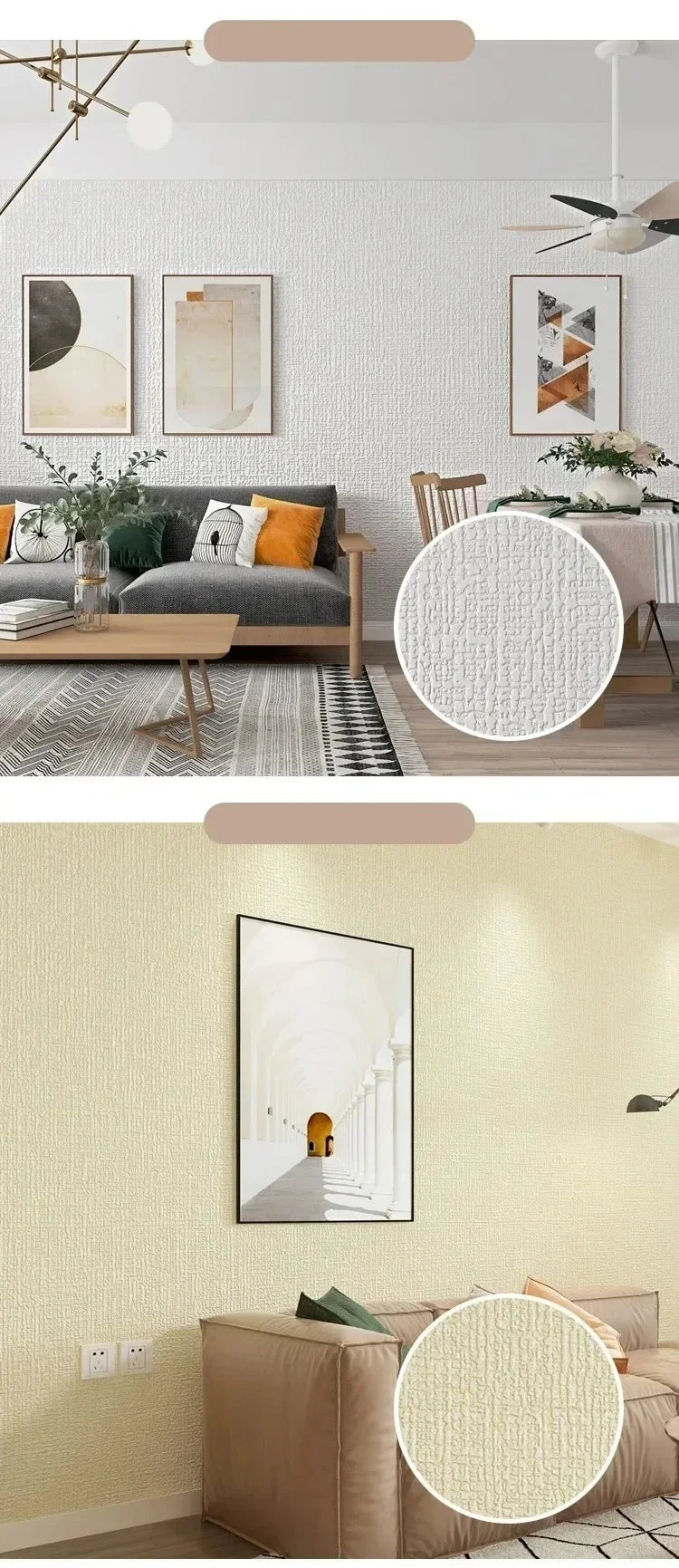 Self-Adhesive 3D Foam Wall Panel – Linen PVC Texture Waterproof 50cm