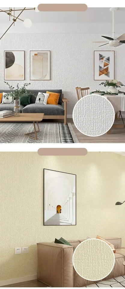 Self-Adhesive 3D Foam Wall Panel – Linen PVC Texture Waterproof 50cm