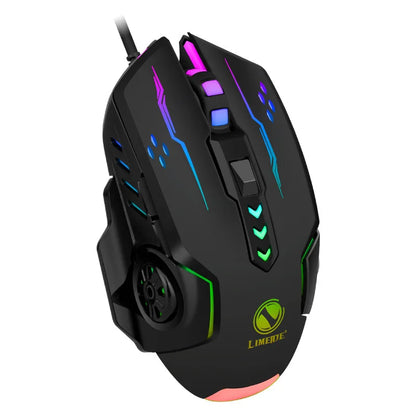 R.E.D. Shopping V7 wired mechanical gaming mouse with LED lights, ambidextrous design for laptop and desktop computer use