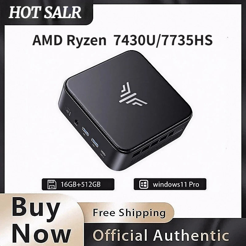 Mini PC – AMD Ryzen 5 7430U / Ryzen 7 7735HS, 32GB RAM, 512GB SSD, 4K HDMI, WiFi