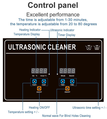 Ultrasonic Cleaner Bath 800ml–30L – Heated 35W–900W Portable Washing Machine, EU/UK/AU/US Plug