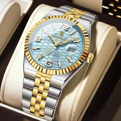 POEDAGAR Men's Luxury Watch – Stainless Steel, Waterproof, Luminous, Date Display, With Box