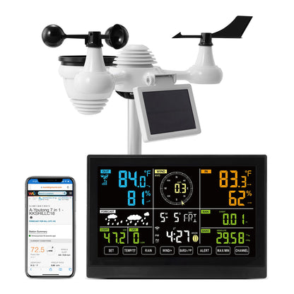 SucceBuy 7-in-1 Wi-Fi Weather Station – 7.5" Color Display + Solar Wireless Sensor