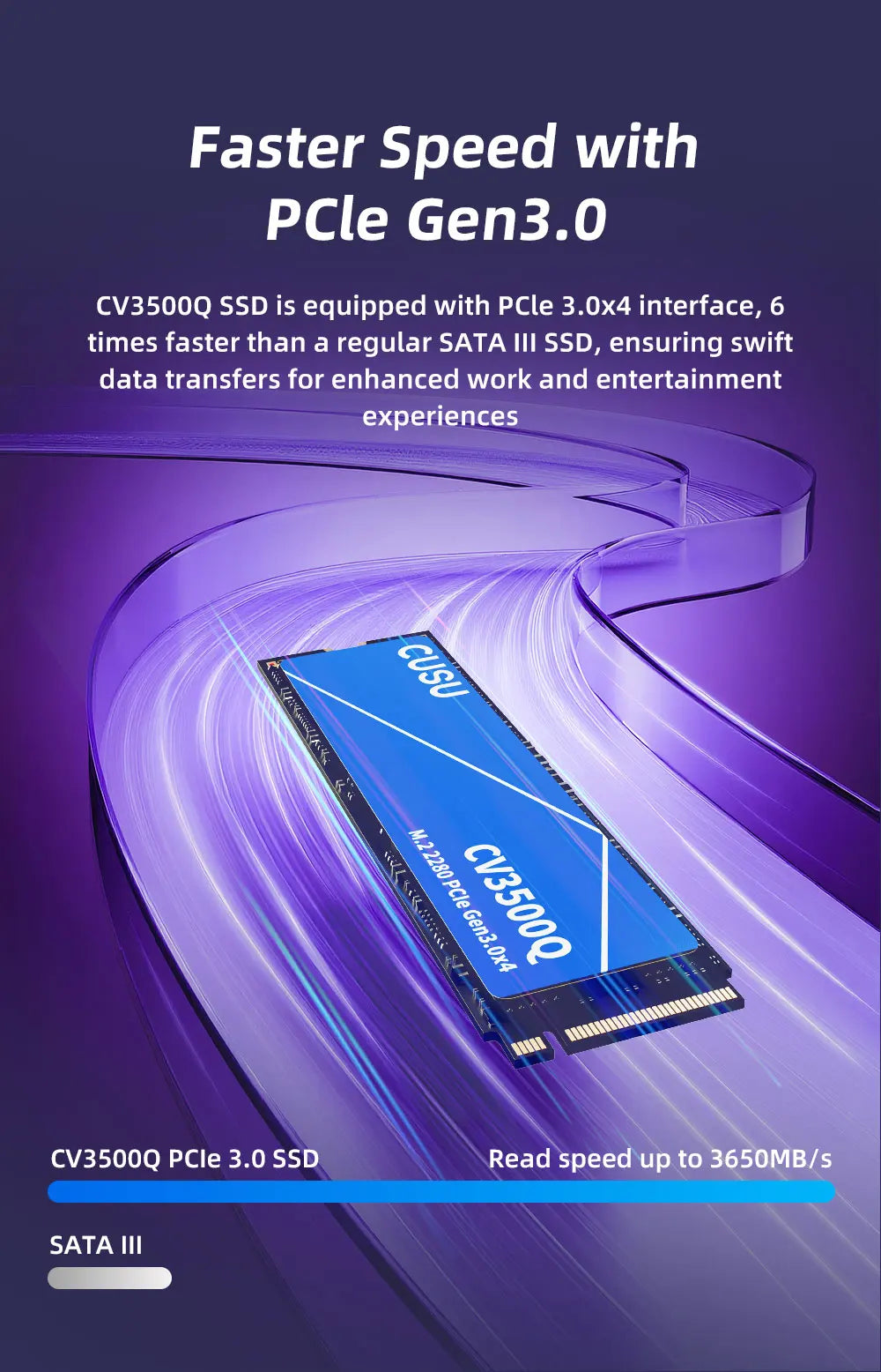 CUSU M.2 NVMe SSD | 256GB to 2TB | PCIe 3.0 | M.2 2280 | Laptop & PC Internal Solid State Drive