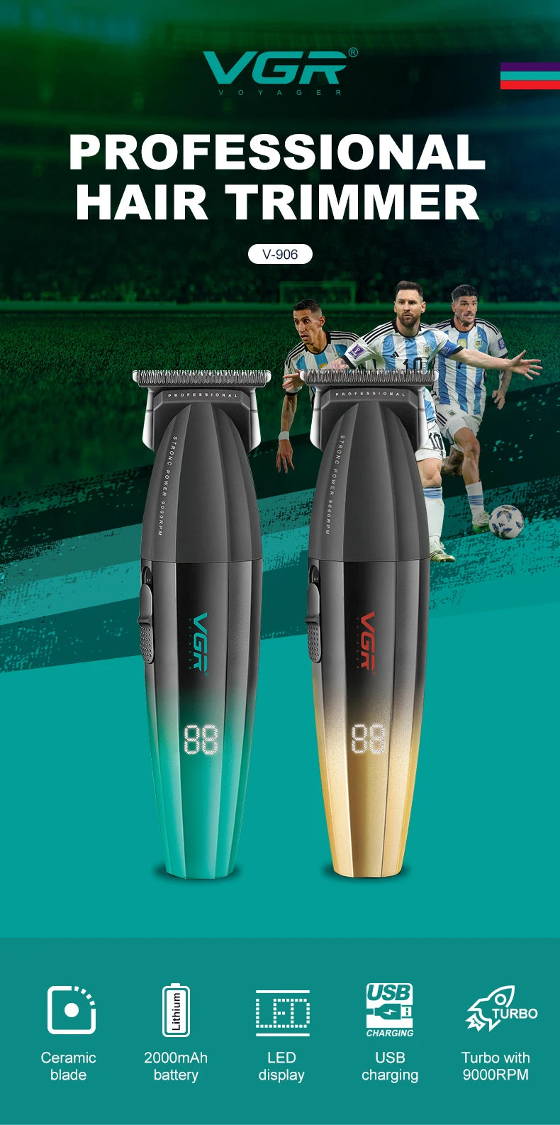 VGR Professional Hair Clipper | V-003 V-906 V-308 | Metal Body | Barber & Beard Trimmer