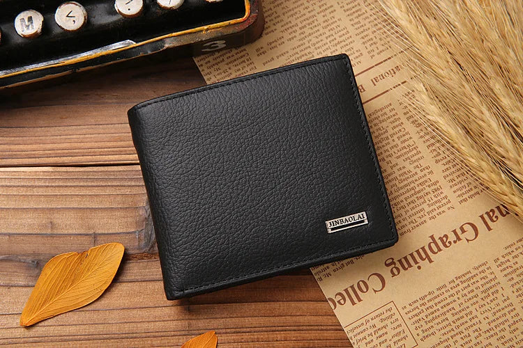 Genuine Cowhide Leather Men's Wallet – Short Bifold