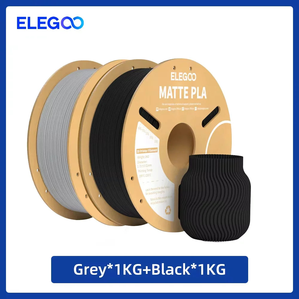ELEGOO Matte PLA Filament 1.75mm 1KG – +/-0.02mm Accuracy, Cardboard Spool