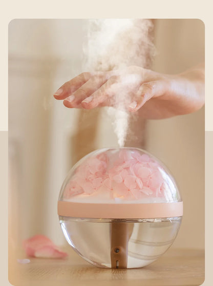 USB Rechargeable Air Humidifier 270ml — 800mAh Battery, Colour LED Light, Mist Maker, Flower Design