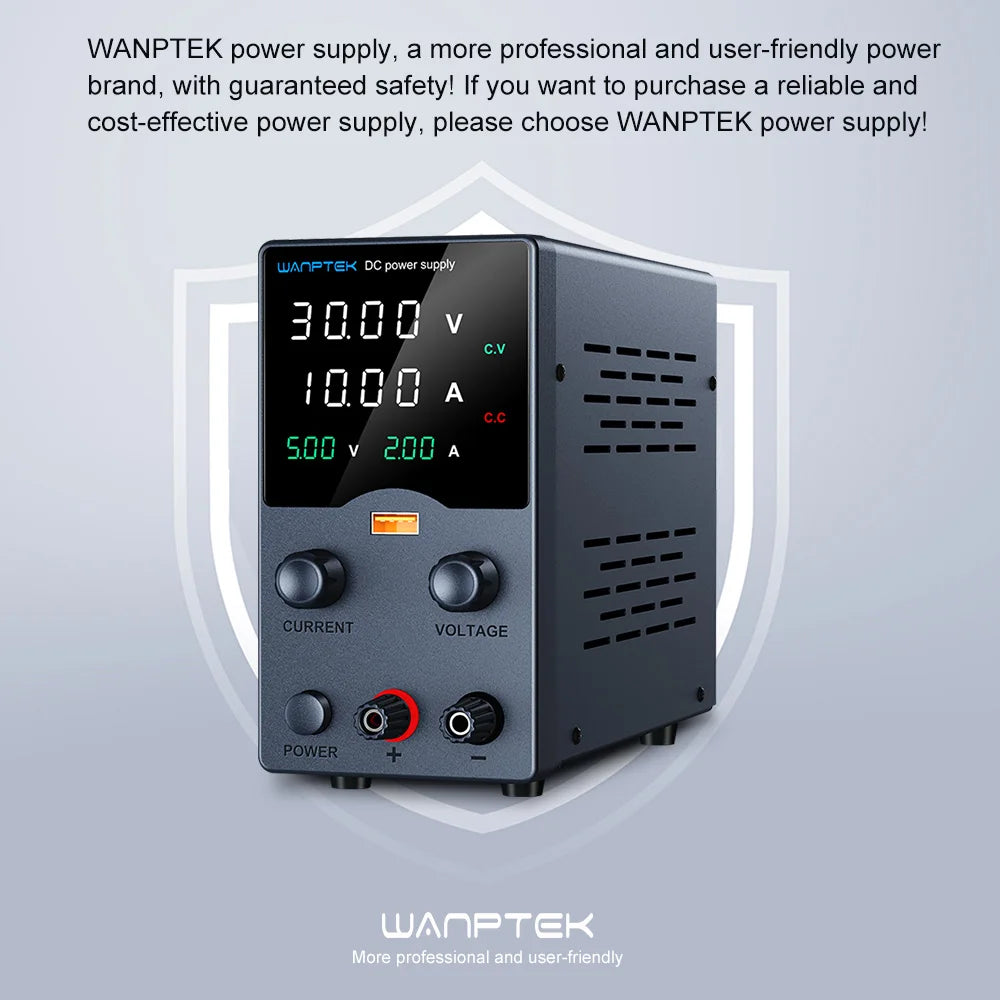 Wanptek Adjustable DC Lab Bench Power Supply – 30V/10A, 60V/5A, 120V/3A