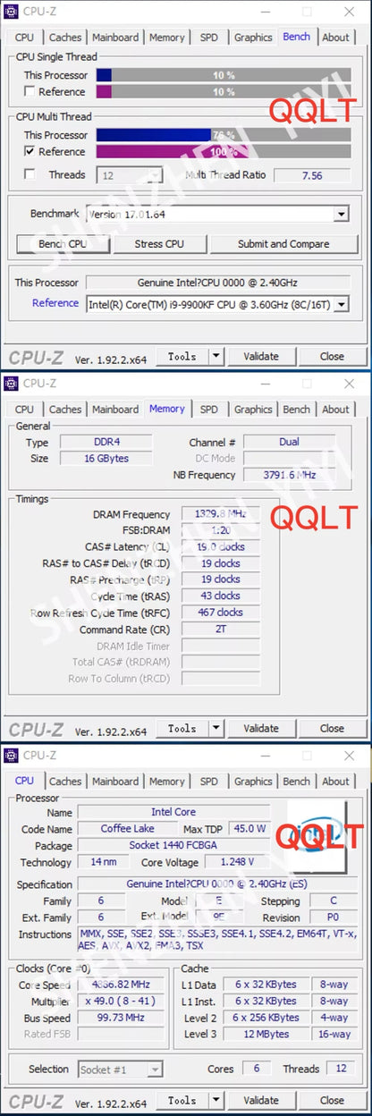 Modified Laptop CPU to LGA 1151 — Xeon E-2286M / E-2276M / E-2176M / E-2186M (QTJ0 QTJ1 QTJ2 QQLT QQLS)