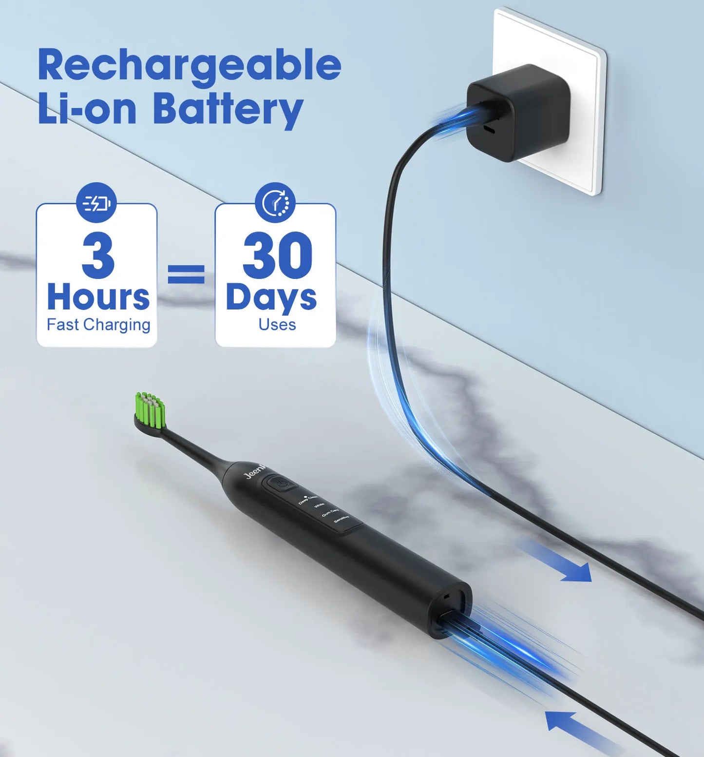 Jeenk JK-Y05 Sonic Electric Toothbrush | 4 Modes | 6 Heads | Smart Timer | Waterproof