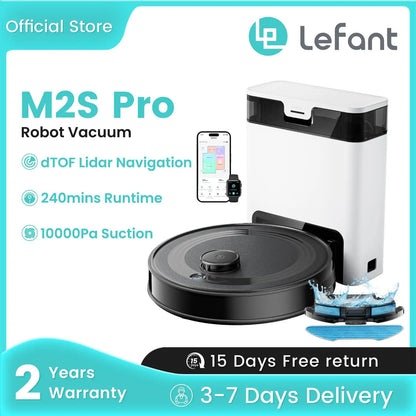 Lefant M2S Pro Robot Vacuum Cleaner – 10,000Pa, 240 Min, DTOF Laser Navigation, Auto-Empty, Ideal for Pet Hair
