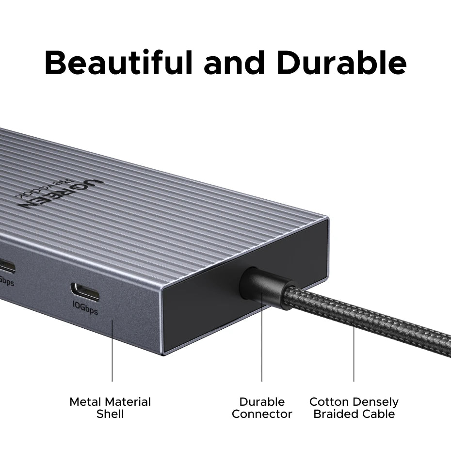 UGREEN USB-C Hub – Up to 12-in-1, 4K120Hz DP, 2xHDMI, RJ45, USB3.2 Gen2 10Gbps