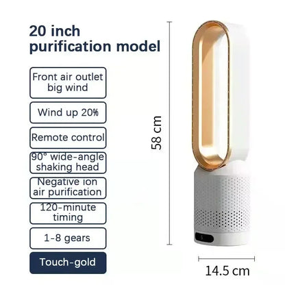 INSIS FEMME Bladeless Tower Fan – Ultra-Quiet Air Purification Circulation, Desk & Floor, Remote Control Option