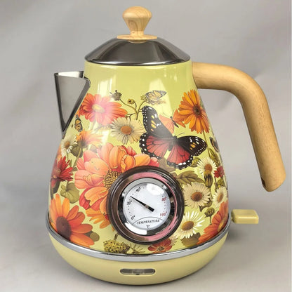 Dobleuno Retro Electric Kettle 1.7L – Thermometer, Auto Shut-Off, 304 Steel