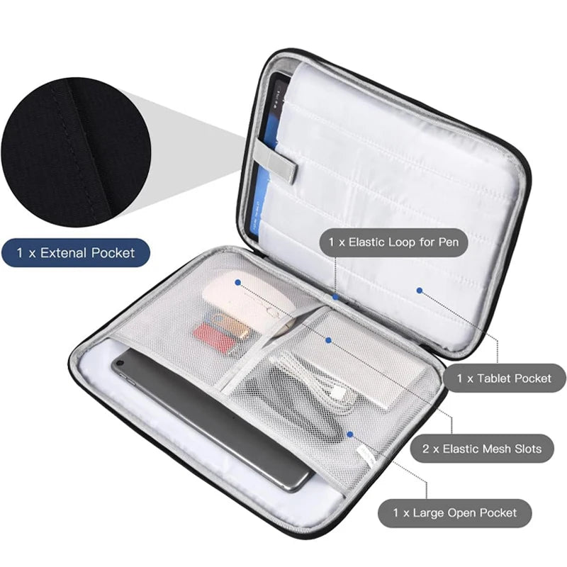 BAPPSUS 13" Tablet Carrying Case – Waterproof Nylon Sleeve for iPad Pro 11/13, MacBook Air M3/M4, Galaxy Tab S10+