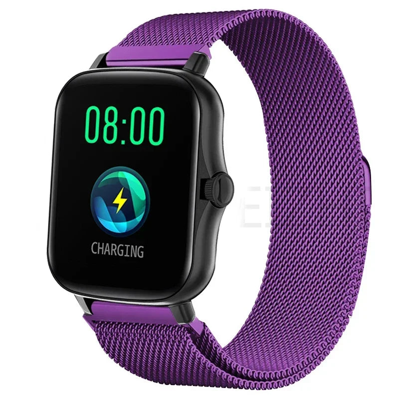 Metal magnetic watch strap for Amazfit GTS and GTR, 20mm and 22mm bracelet, stainless steel band with adjustable magnetic clasp.