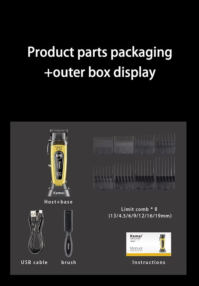Kemei White 90-4 Professional Hair Clippers – Cordless Barber Clipper Set
