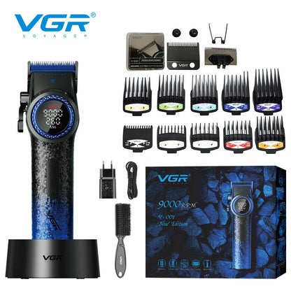 VGR V-001 Professional Hair Clipper – 9000RPM, 21-Speed, DLC Blades, 300min, USB