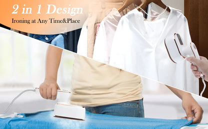 Mini Handheld Steam Iron – Foldable Travel Garment Steamer, Ceramic, Wet & Dry