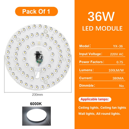 72W LED Ceiling Light Replacement Module – Dimmable, 220V, Round Panel