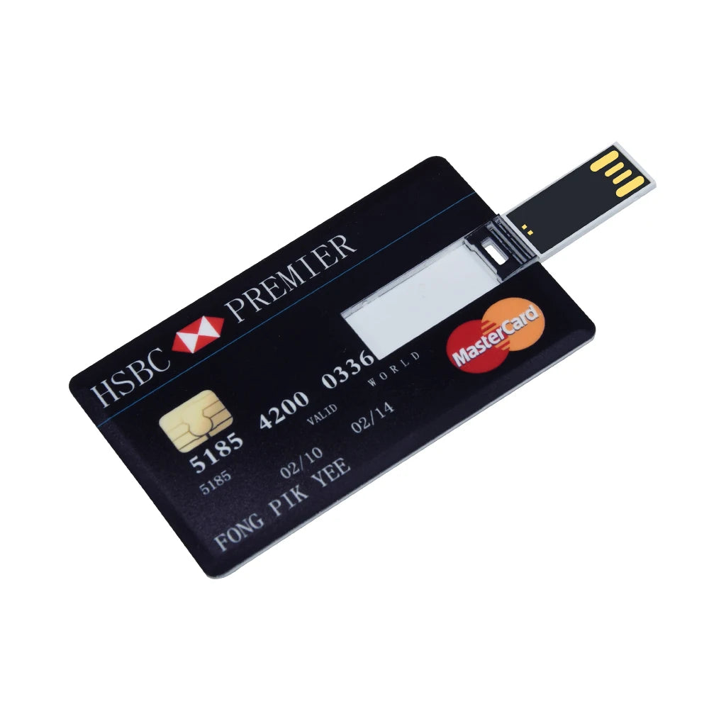 New Credit Bank Card USB Flash Drive 2.0 Custom Logo 4gb 8gb 16gb 32gb 128mb memory Stick Pendrive HSBC MasterCard Bradesco gift