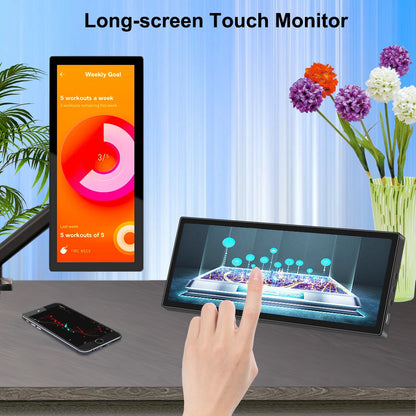 10.3" Long Strip LCD Touch Monitor – 1920x720 Secondary Display for CPU/GPU Temp, AIDA64
