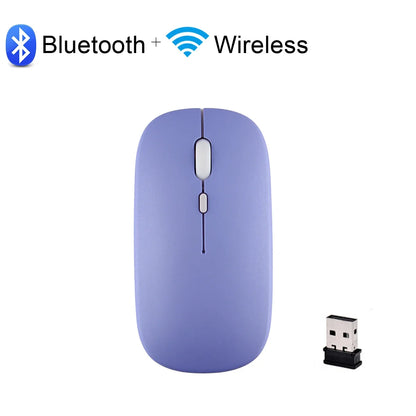 Wireless Bluetooth rechargeable mini mouse by R.E.D. Shopping featuring ergonomic design, silent clicking, and 2.4GHz optical connectivity.