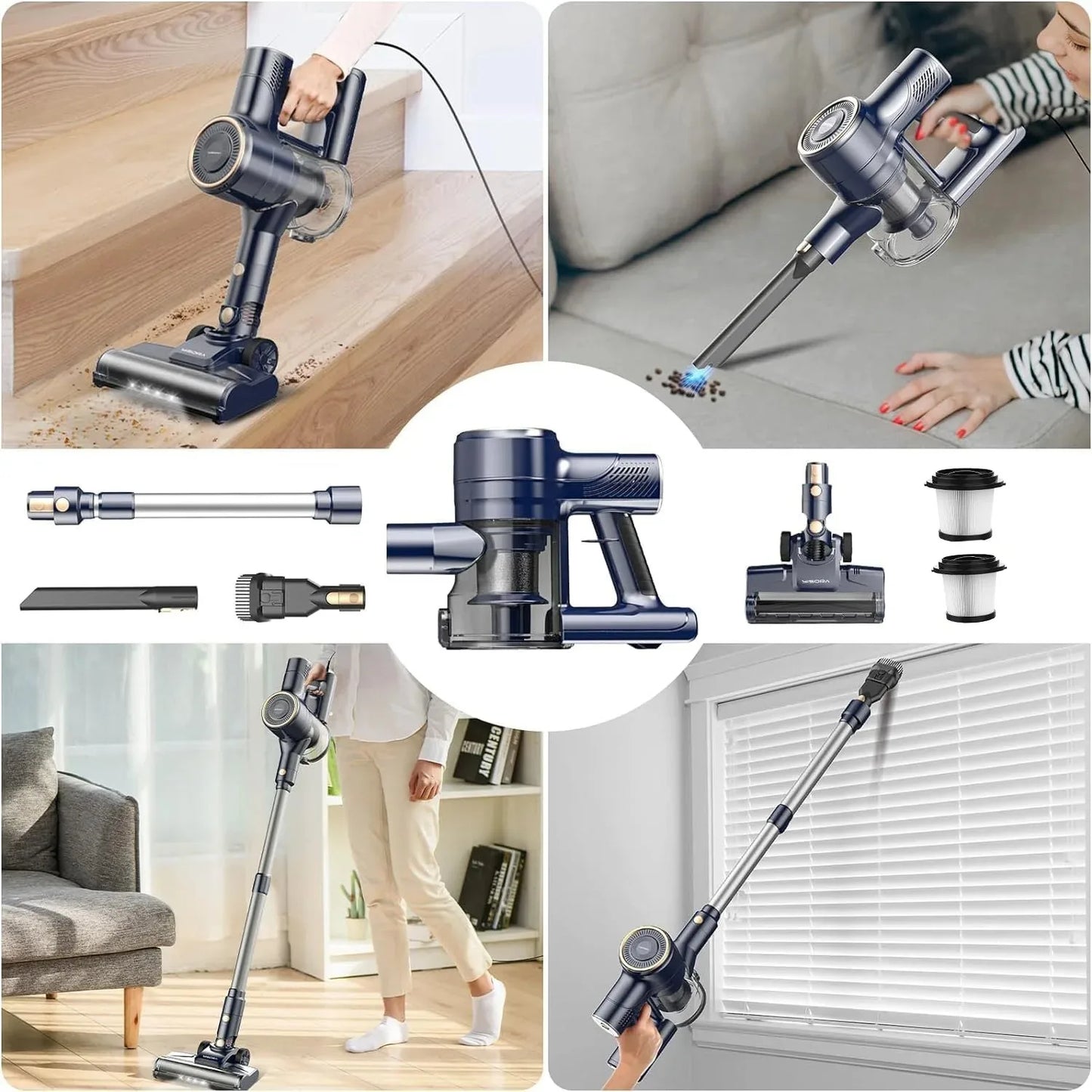 INSE I8 Corded Vacuum Cleaner 25KPa 600W – 6-in-1 Lightweight Stick & Handheld for Carpet & Pet Hair