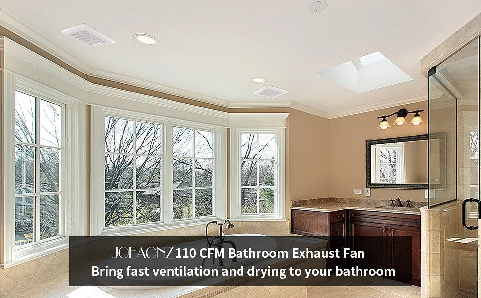 Bathroom Exhaust Fan with LED Light 110 CFM – 3 Color Temps, 1000LM, Ultra Quiet 2.5 Sones