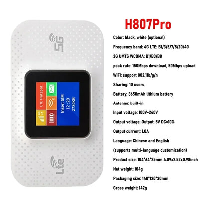 Portable R.E.D. Shopping 4G/5G WiFi router with SIM card slot, compact device providing 150Mbps mobile internet connection.