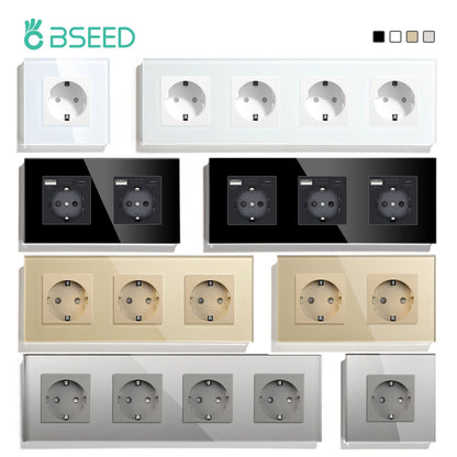 BSEED EU Wall Socket with USB-C Charging Port – Glass Panel 16A